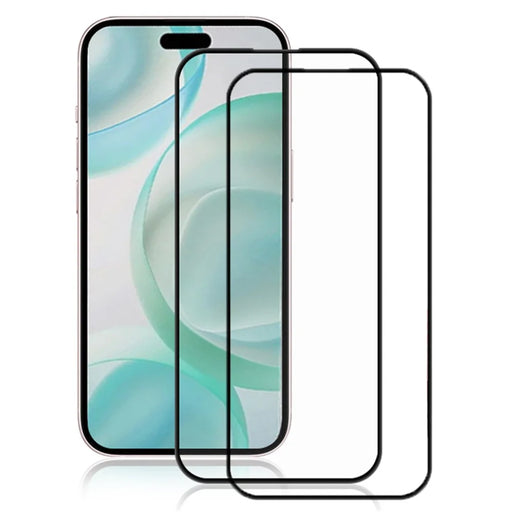 AMORUS 2Pcs For iPhone 16 Pro Screen Protector Shatterproof Silk Printing Tempered Glass Film - Black - 1