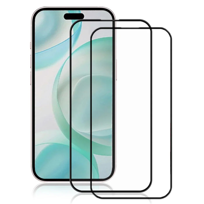 AMORUS 2Pcs For iPhone 16 Pro Screen Protector Shatterproof Silk Printing Tempered Glass Film - Black - 1