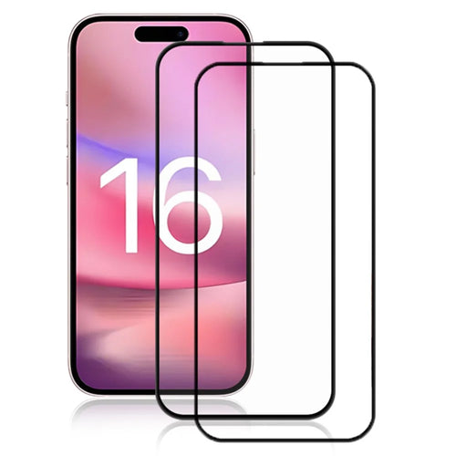 AMORUS 2Pcs For iPhone 16 Plus Screen Protector Full Coverage Tempered Glass Film - Black - 1
