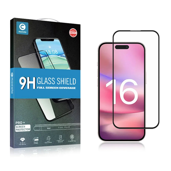 MOCOLO For iPhone 16 Plus Screen Protector 9H Hardness Silk Printing Tempered Glass Film - Black - 7
