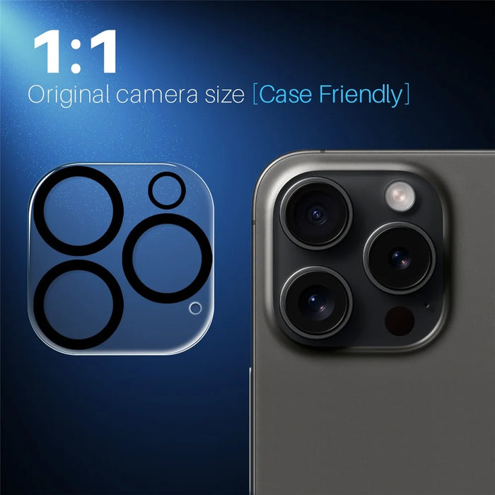NORTHJO 2Pcs For iPhone 16 Pro  /  16 Pro Max Camera Lens Protector Black Circles 3D Clear Tempered Glass Lens Film - 5