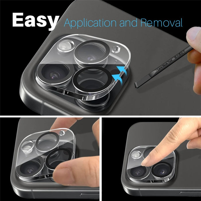 NORTHJO 2Pcs For iPhone 16 Pro  /  16 Pro Max Camera Lens Protector Black Circles 3D Clear Tempered Glass Lens Film - 6