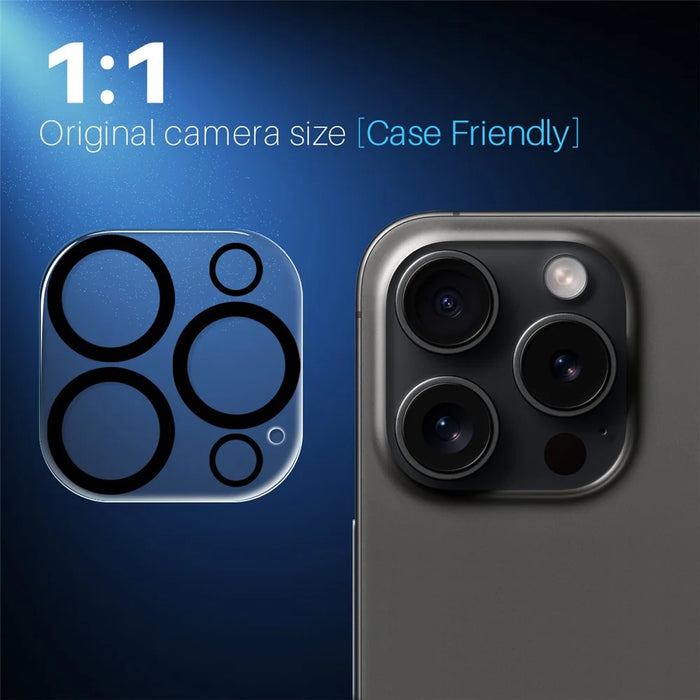 NORTHJO 2Pcs For iPhone 15 Pro  /  15 Pro Max Clear Camera Lens Protector Black Circles 3D Tempered Glass Lens Film - 5