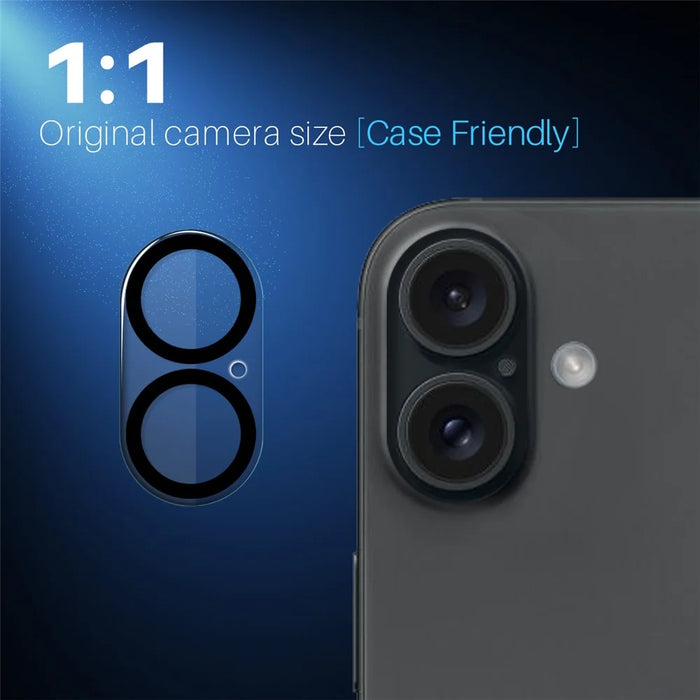 NORTHJO 2Pcs For iPhone 16  /  16 Plus Camera Lens Protector Black Circles HD Clear Tempered Glass Lens Film 3D Full Coverage - 5