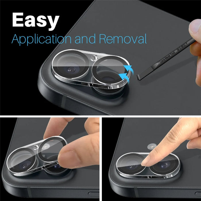 NORTHJO 2Pcs For iPhone 16  /  16 Plus Camera Lens Protector Black Circles HD Clear Tempered Glass Lens Film 3D Full Coverage - 6