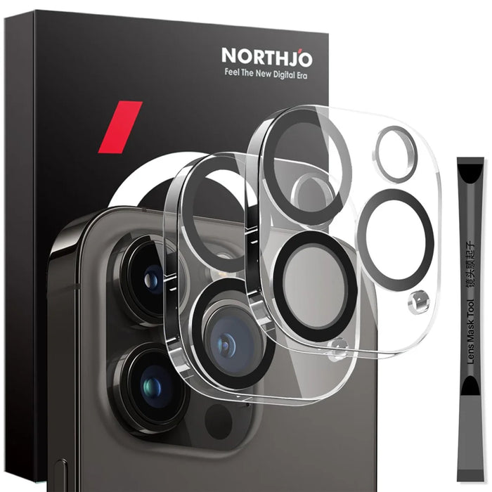 NORTHJO 2Pcs For iPhone 14 Pro  /  14 Pro Max Camera Lens Protector Black Circles HD Clear Tempered Glass Lens Film 3D Full Coverage - 1