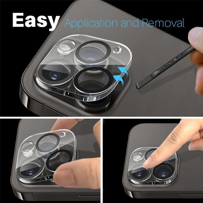 NORTHJO 2Pcs For iPhone 14 Pro  /  14 Pro Max Camera Lens Protector Black Circles HD Clear Tempered Glass Lens Film 3D Full Coverage - 6