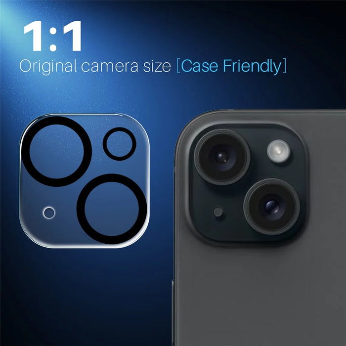 NORTHJO 2Pcs For iPhone 15  /  15 Plus Camera Lens Protector Black Circles HD Clear Tempered Glass Lens Film 3D Full Coverage - 5