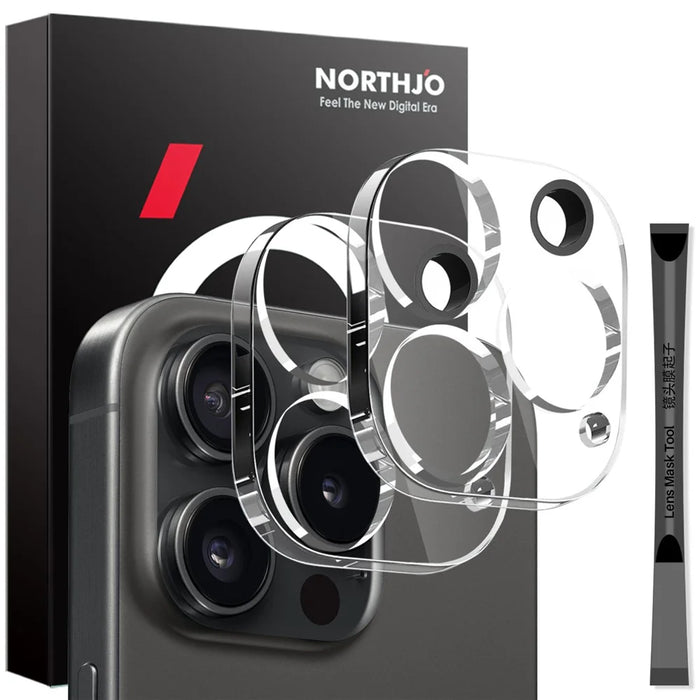 NORTHJO 2Pcs For iPhone 15 Pro  /  15 Pro Max Tempered Glass Camera Lens Protector Integrated Clear 3D Full Coverage - 1