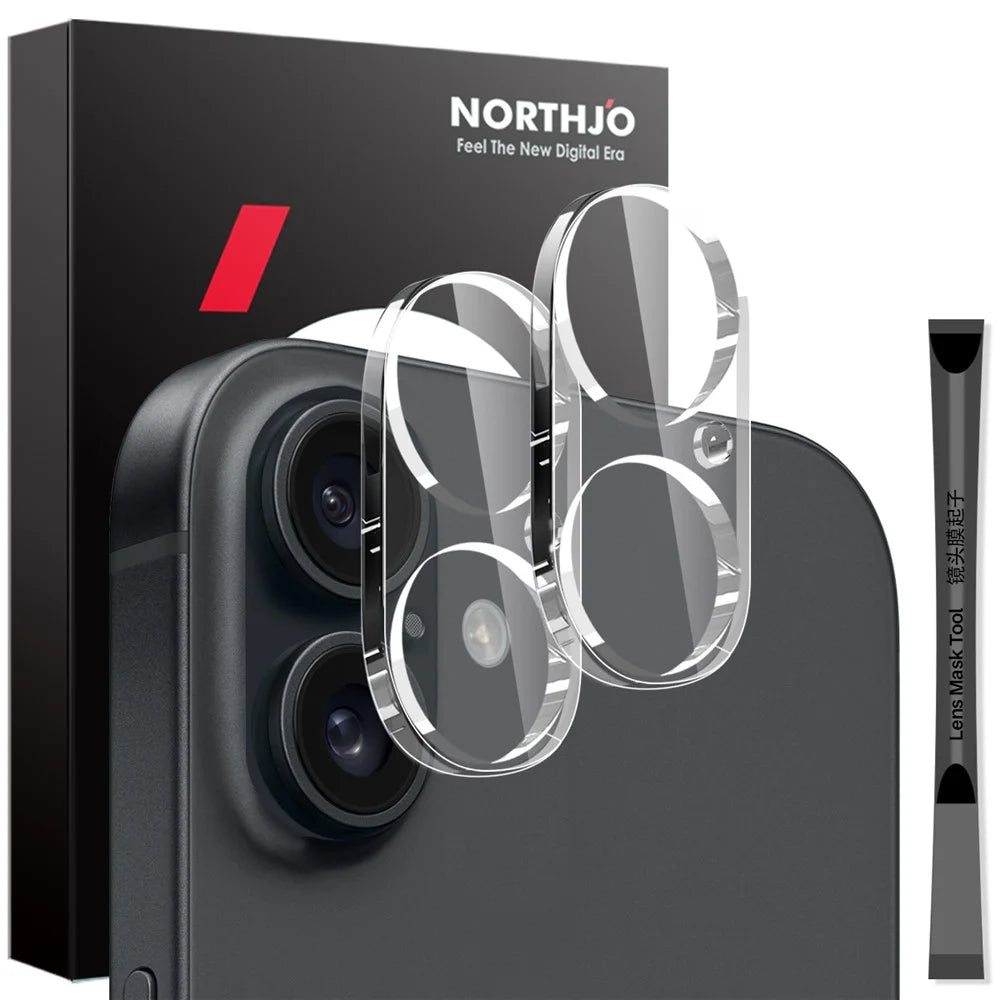 NORTHJO 2Pcs For iPhone 16  /  16 Plus Camera Lens Protector Clear 3D Full Coverage Tempered Glass Lens Film - 1