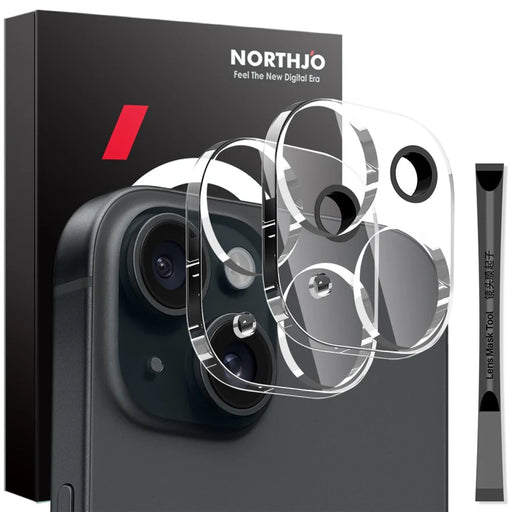NORTHJO 2Pcs For iPhone 15  /  15 Plus Tempered Glass Camera Lens Protector Clear 3D Full Coverage Integrated - 1