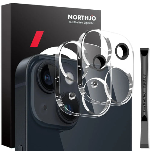 NORTHJO 2Pcs For iPhone 14  /  14 Plus Tempered Glass Camera Lens Protector Clear 3D Integrated Full Coverage - 1
