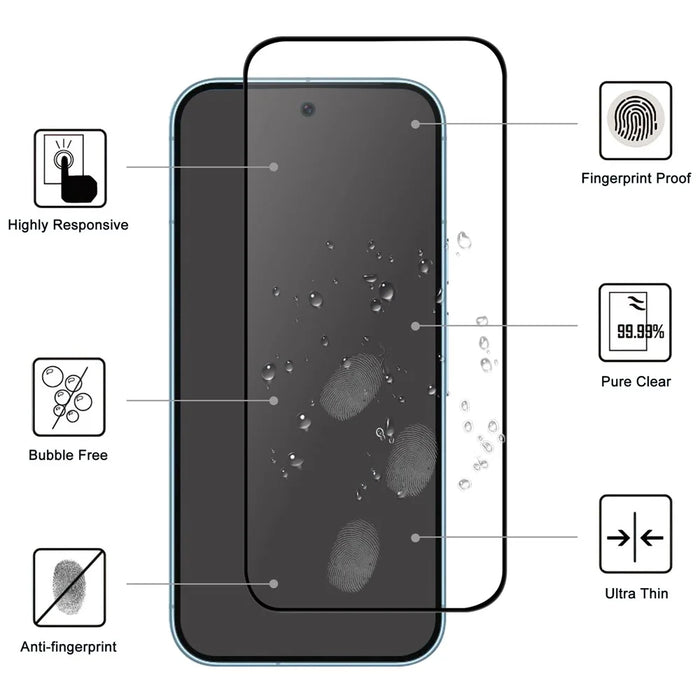 For Google Pixel 9 / 9 Pro AGC Tempered Glass with Black Edge Full Glue Full Coverage Screen Protector - 2