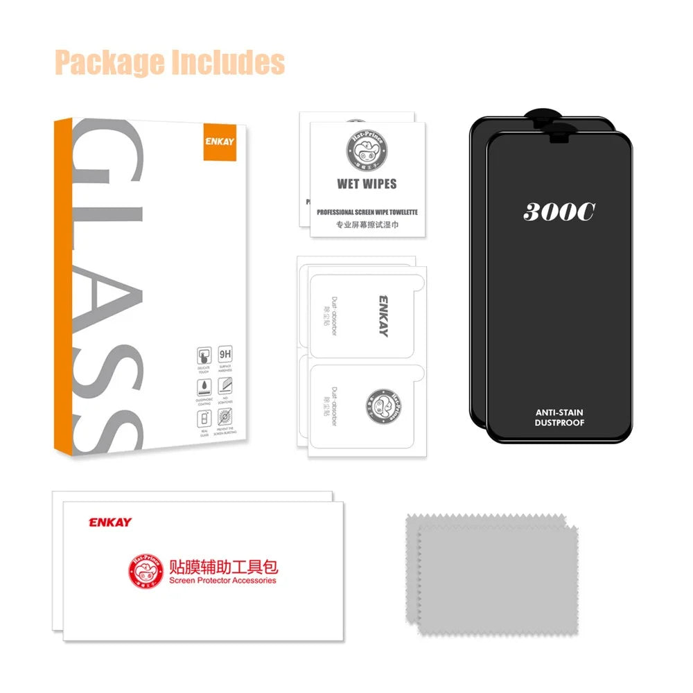 ENKAY HAT-PRINCE 2PCS For iPhone 12 Pro Max Screen Protector 300C Large Arc Silk Print High Aluminium-Silicon Glass Film - 7