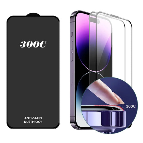 ENKAY HAT-PRINCE 2PCS For iPhone 14 Pro Screen Protector 300C Large Arc Silk Print High Aluminium-Silicon Glass Film - 1