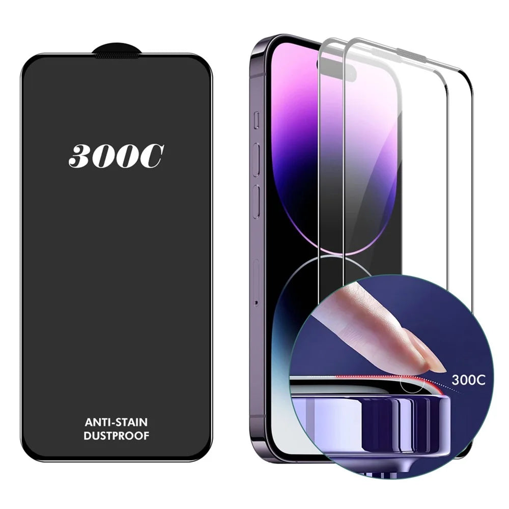 ENKAY HAT-PRINCE 2PCS For iPhone 14 Pro Max Screen Protector 300C Large Arc Silk Print High Aluminium-Silicon Glass Film - 1
