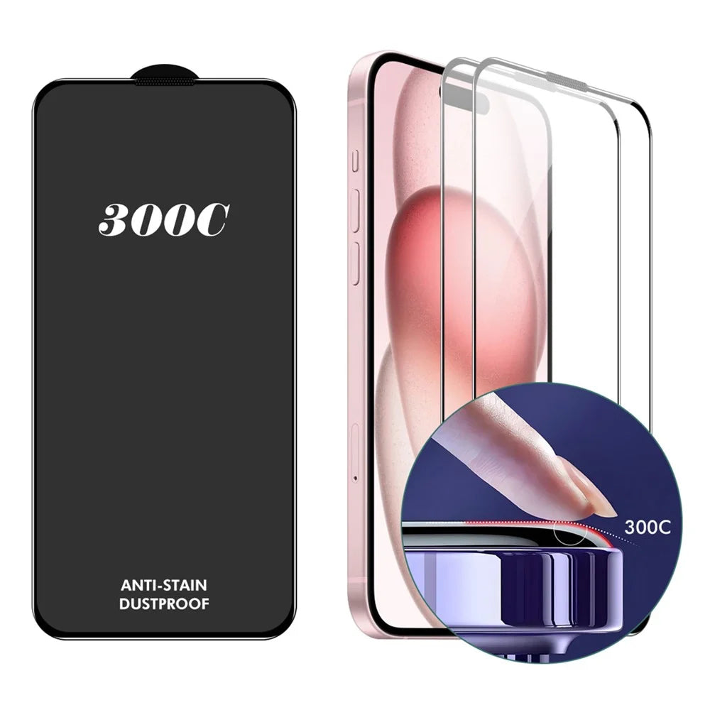 ENKAY HAT-PRINCE 2PCS For iPhone 16 Plus / 15 Plus Screen Protector 300C Large Arc Silk Print High Aluminium-Silicon Glass Film - 1