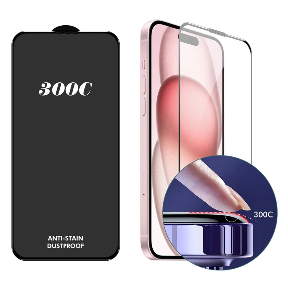 ENKAY HAT-PRINCE For iPhone 16 Plus / 15 Plus Screen Protector 300C Large Arc Silk Print High Aluminium-Silicon Glass Film - 1