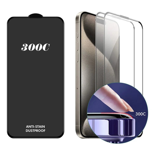 ENKAY HAT-PRINCE 2PCS For iPhone 15 Pro Screen Protector 300C Large Arc Silk Print High Aluminium-Silicon Glass Film - 1