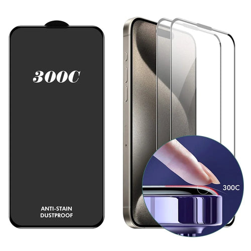 ENKAY HAT-PRINCE 2PCS For iPhone 15 Pro Max Screen Protector 300C Large Arc Silk Print High Aluminium-Silicon Glass Film - 1