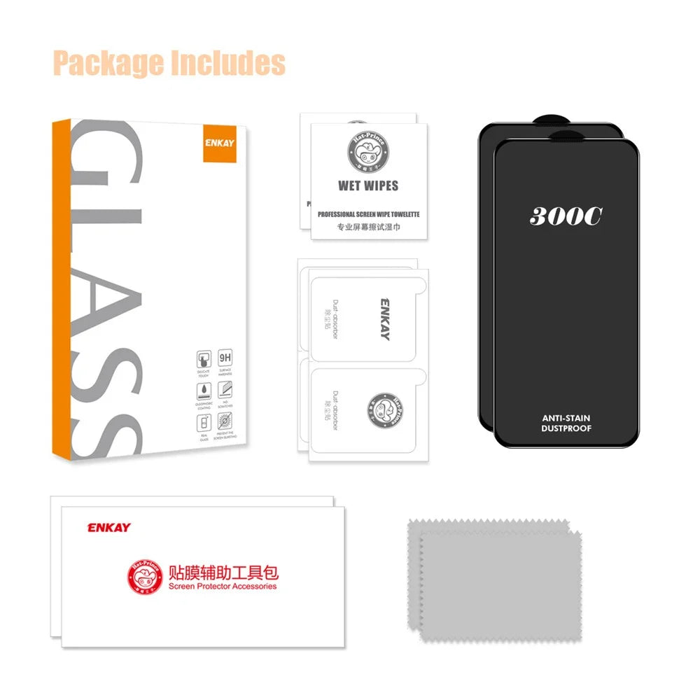 ENKAY HAT-PRINCE 2PCS For iPhone 15 Pro Max Screen Protector 300C Large Arc Silk Print High Aluminium-Silicon Glass Film - 7