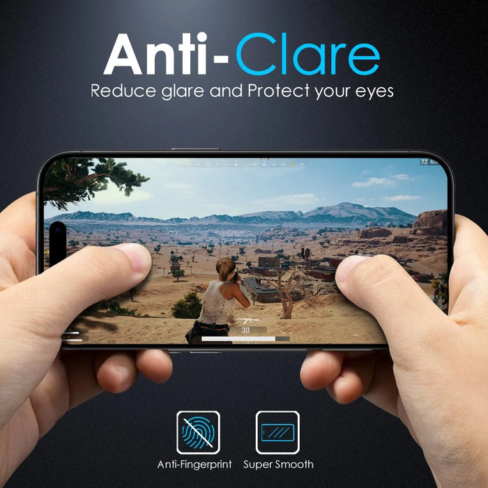 NORTHJO A++ For iPhone 15 Pro Max Screen Protector Anti-Fingerprint Matte Full Coverage Tempered Glass Film - 4