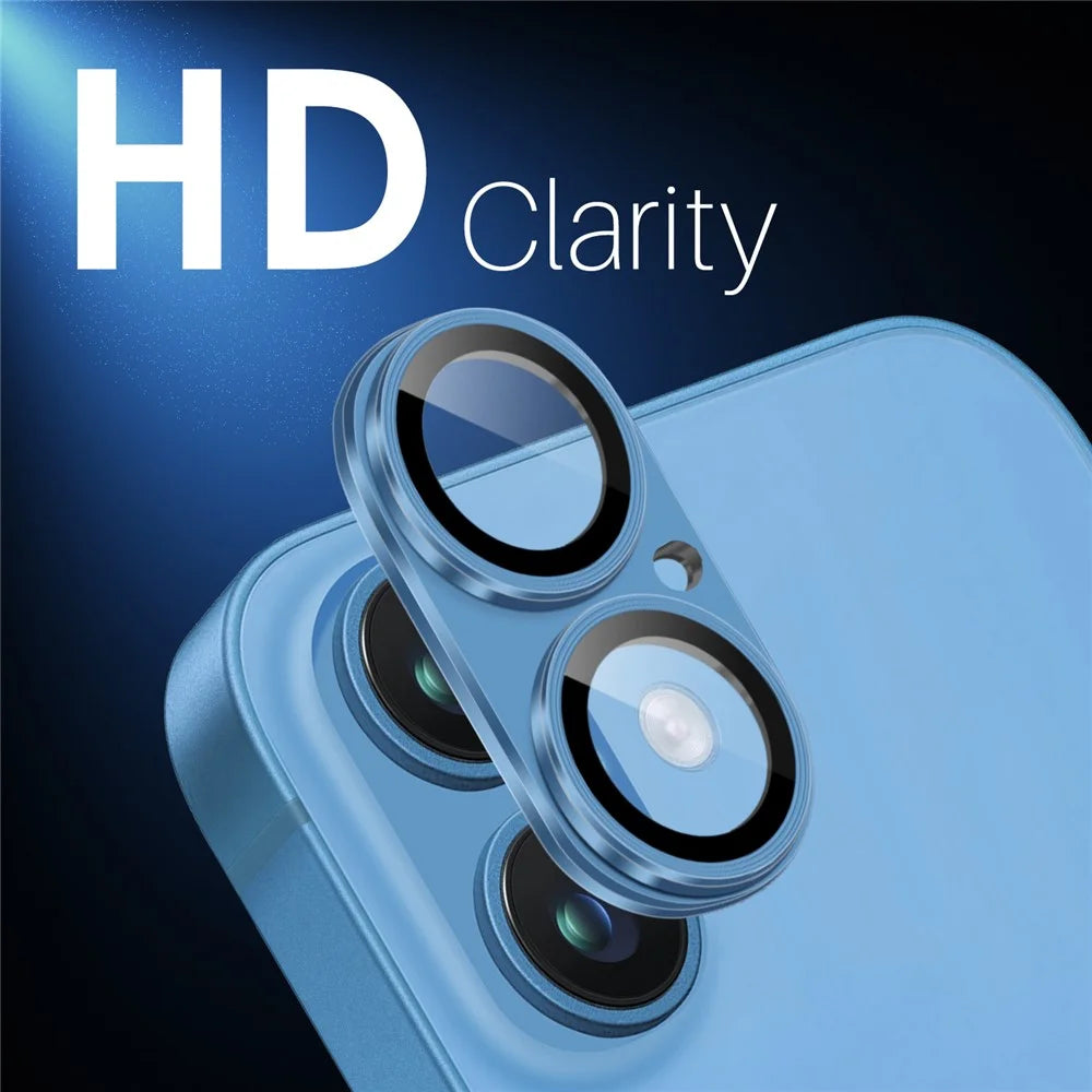 NORTHJO For iPhone 16 / 16 Plus Matte Camera Lens Protector Integrated Metal + Tempered Glass Lens Film - Blue - 3