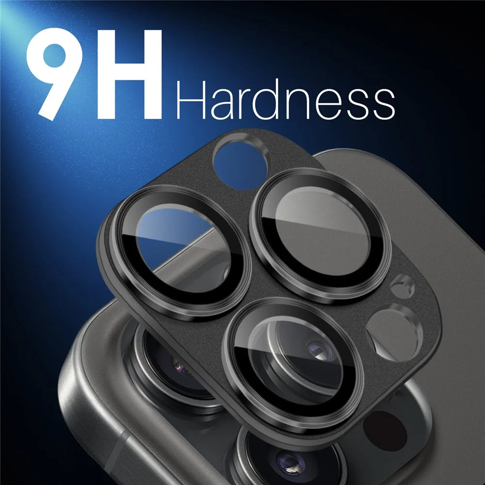 NORTHJO For iPhone 16 Pro / 16 Pro Max Camera Lens Protector Integrated Matte Metal + Tempered Glass Lens Film - Black - 2