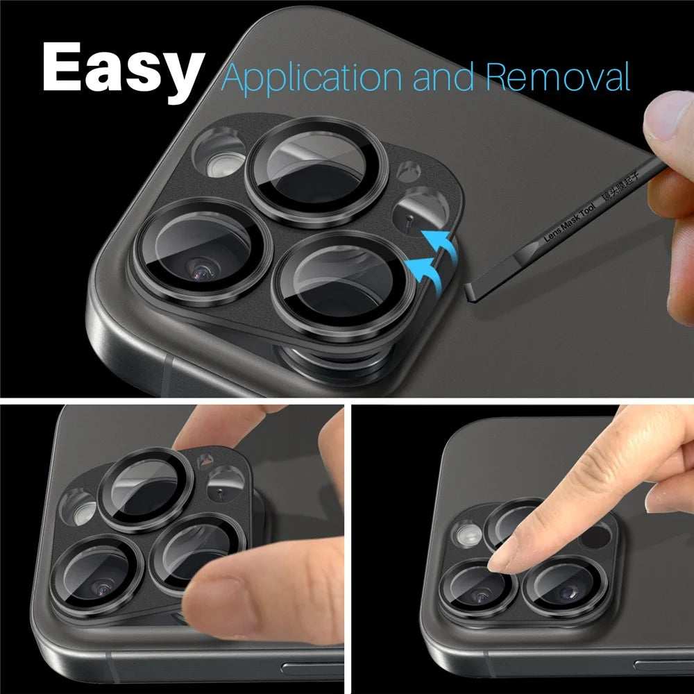 NORTHJO For iPhone 16 Pro / 16 Pro Max Camera Lens Protector Integrated Matte Metal + Tempered Glass Lens Film - Black - 4