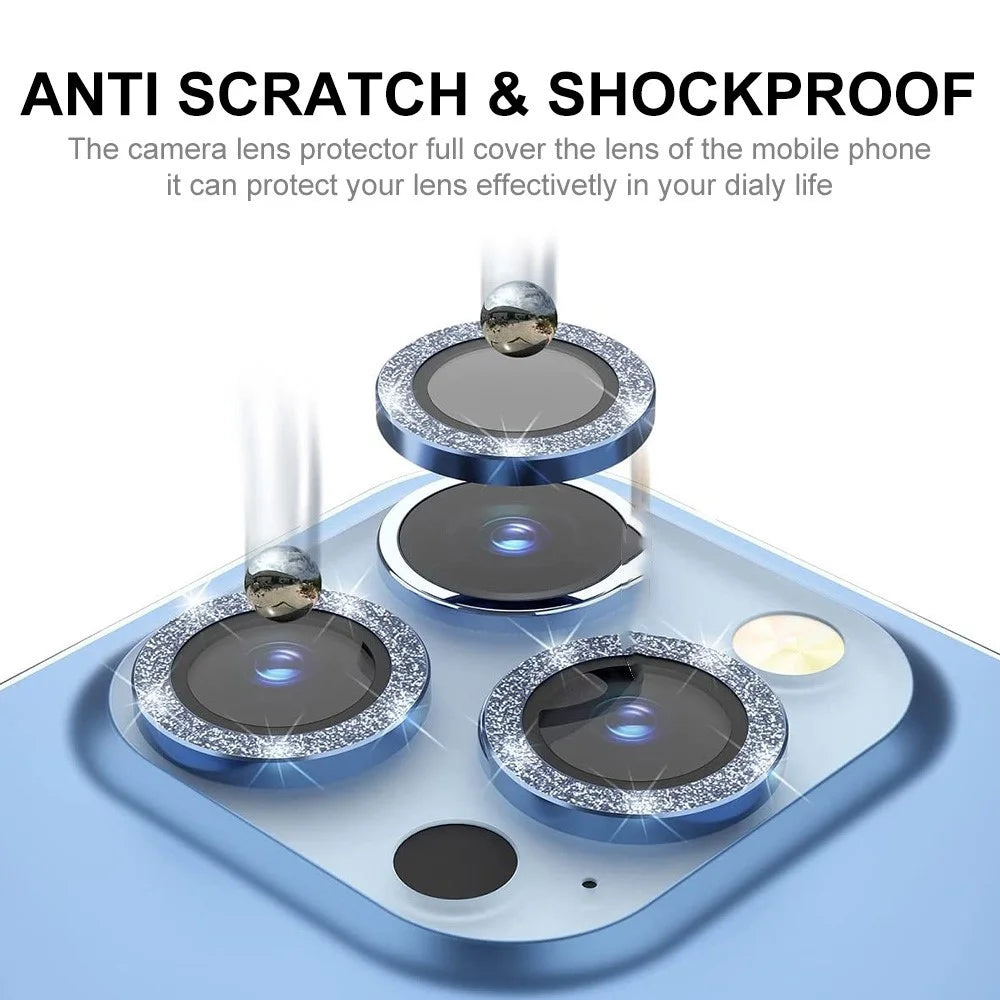 ENKAY HAT PRINCE 1Set For iPhone 16 Pro / 16 Pro Max Camera Lens Protector Glitter Metal Ring Lens Film - Baby Blue - 2