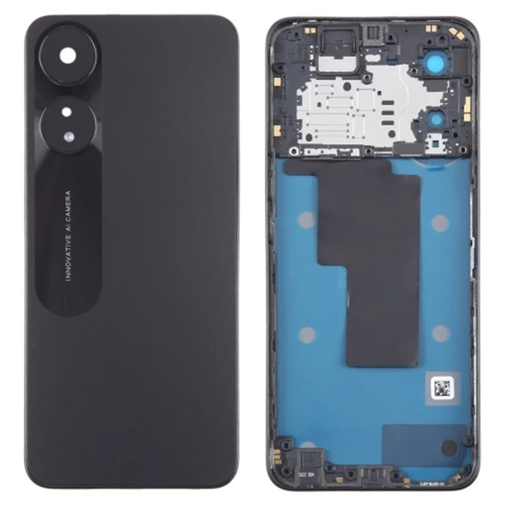 For Oppo A78 5G Back Battery Housing Cover with Camera Ring Lens Cover Spare Part - Black - 1