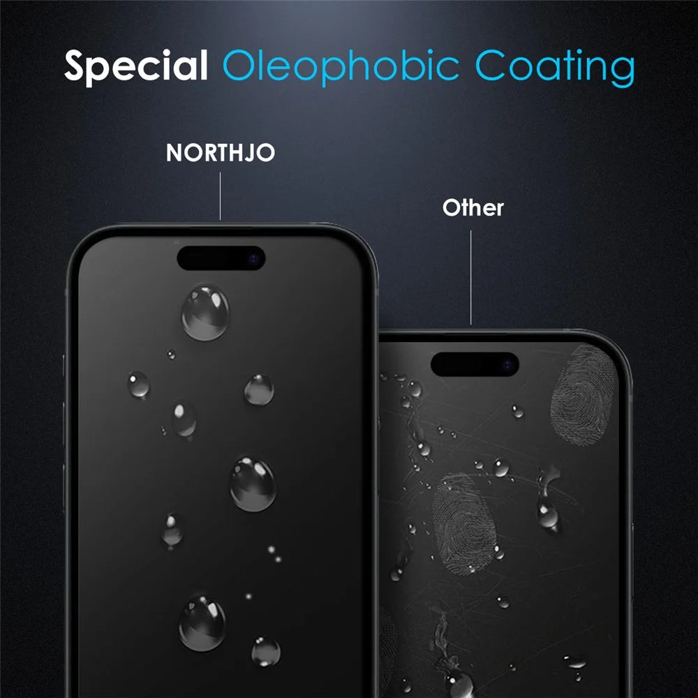 NORTHJO A+ For iPhone 16 Plus / 15 Plus HD Screen Protector 2.5D Arc 28 Degree Anti-Spy 0.3mm Tempered Glass Film - 4
