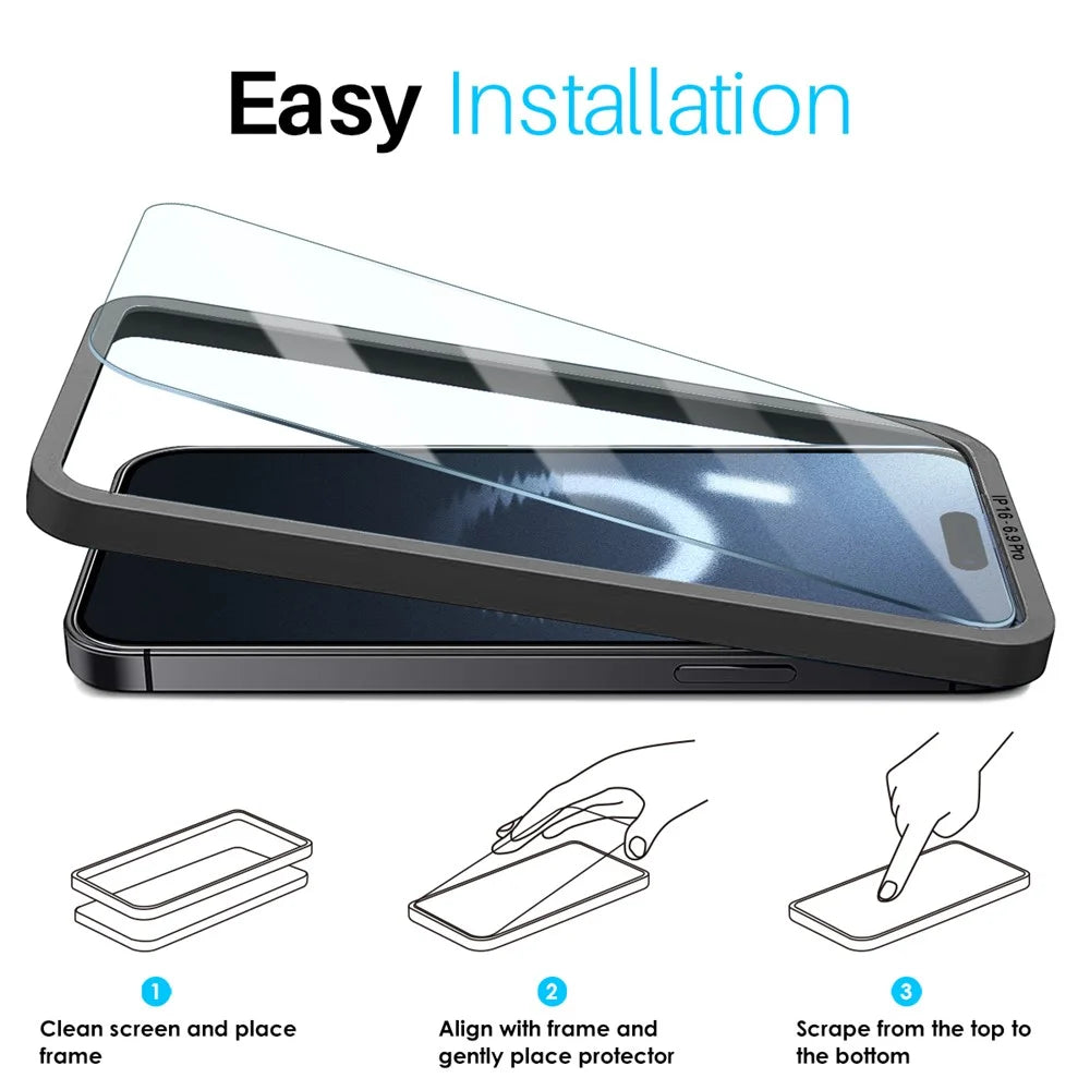NORTHJO 2Pcs A+ For iPhone 16 Pro Max Screen Protector Ultra Clear Tempered Glass Film with Installation Tool - 6