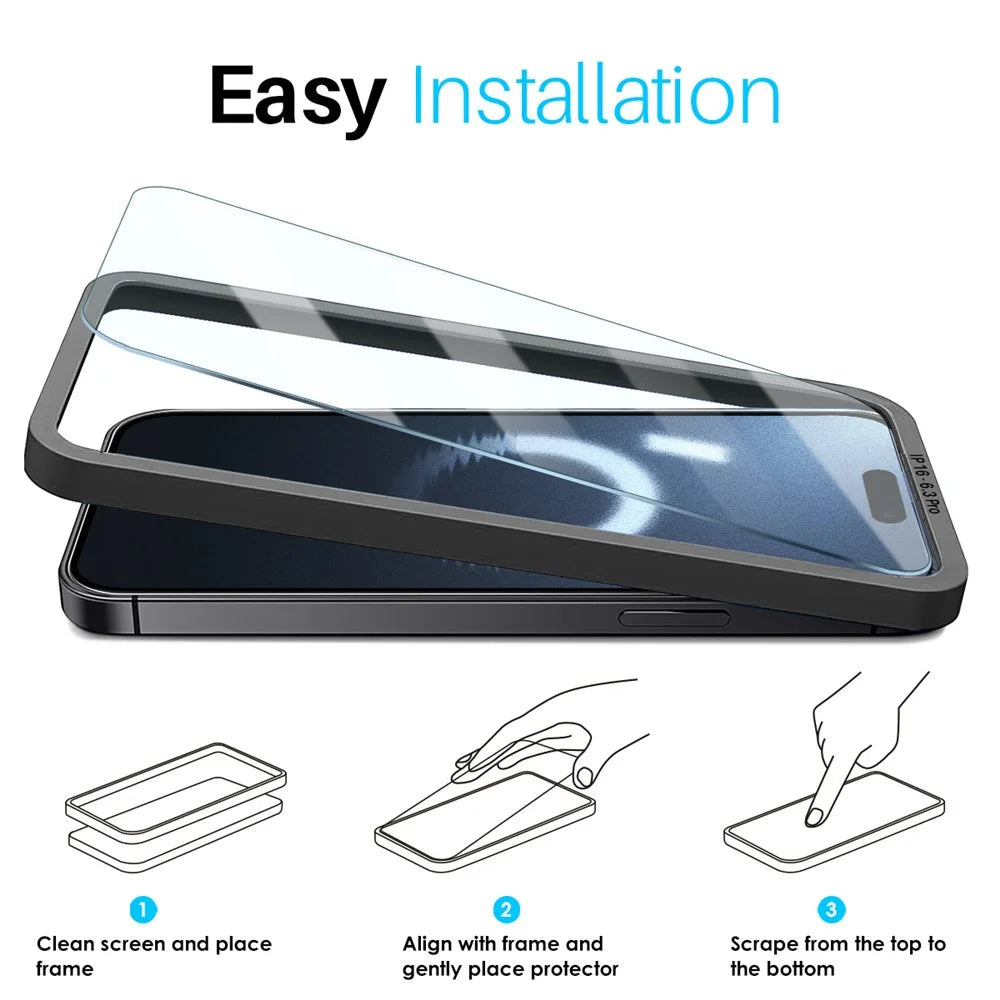 NORTHJO 2Pcs A+ For iPhone 16 Pro Screen Protector Ultra Clear Tempered Glass Film with Installation Tool - 6