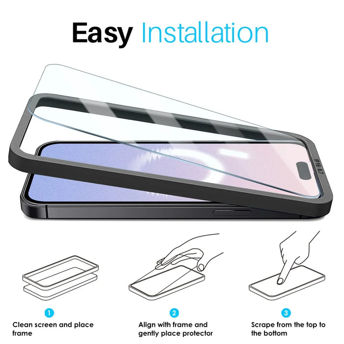 NORTHJO 2Pcs A+ For iPhone 16 Plus / 15 Plus Screen Protector Ultra Clear Tempered Glass Film with Installation Tool - 6