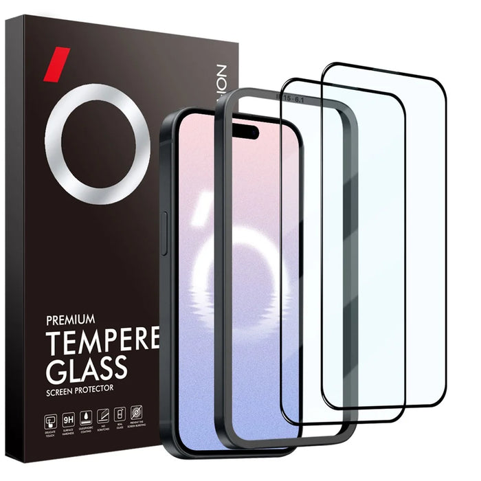 NORTHJO 2Pcs A+ For iPhone 16 Screen Protector 0.3mm High Aluminum-Silicon Glass Film with Alignment Frame, Black - 7