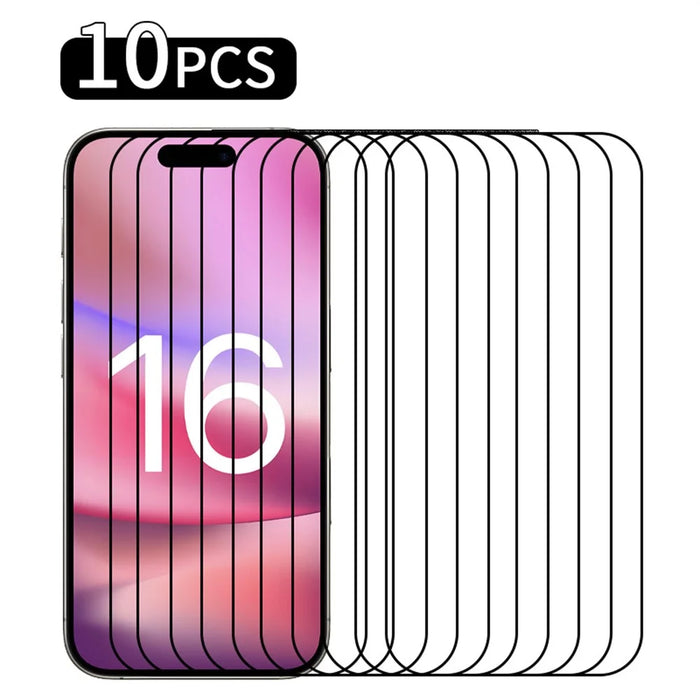 RURIHAI 10Pcs For iPhone 16 Pro Max High Aluminium-Silicon Glass Film 0.26mm 2.5D Secondary Hardening Screen Protector - 1