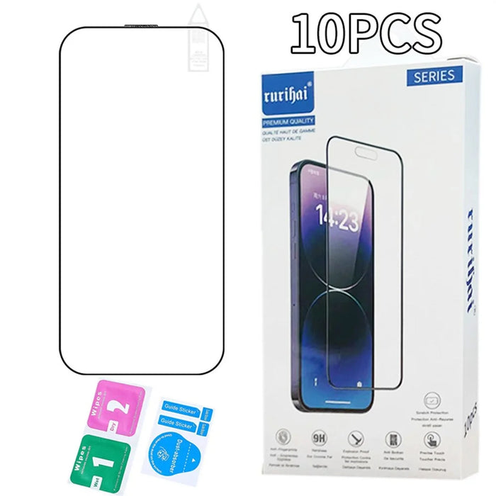 RURIHAI 10Pcs For iPhone 16 Pro Max High Aluminium-Silicon Glass Film 0.26mm 2.5D Secondary Hardening Screen Protector - 5