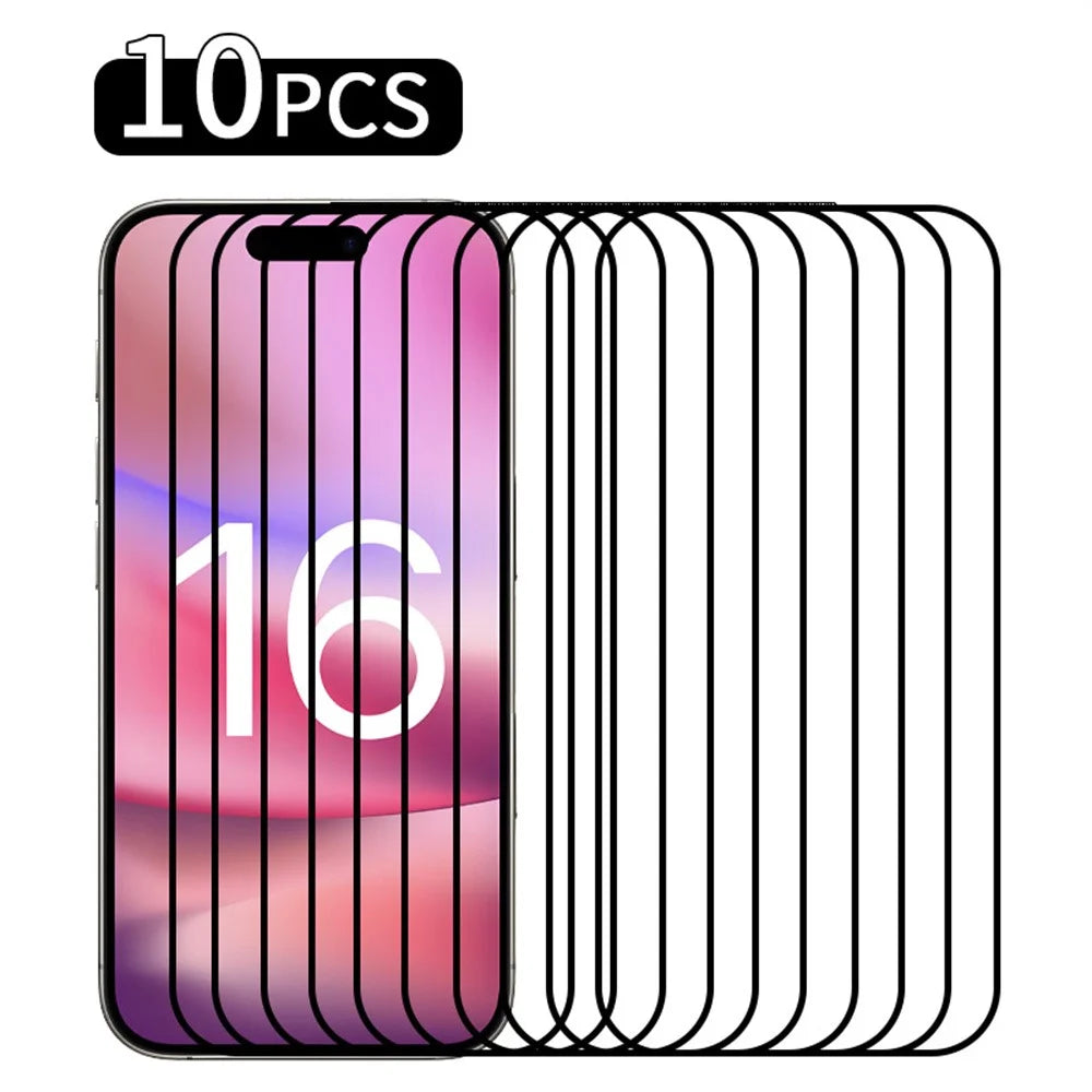 RURIHAI 10Pcs For iPhone 16 High Aluminium-Silicon Glass Film 0.26mm 2.5D Secondary Hardening Screen Protector - 1