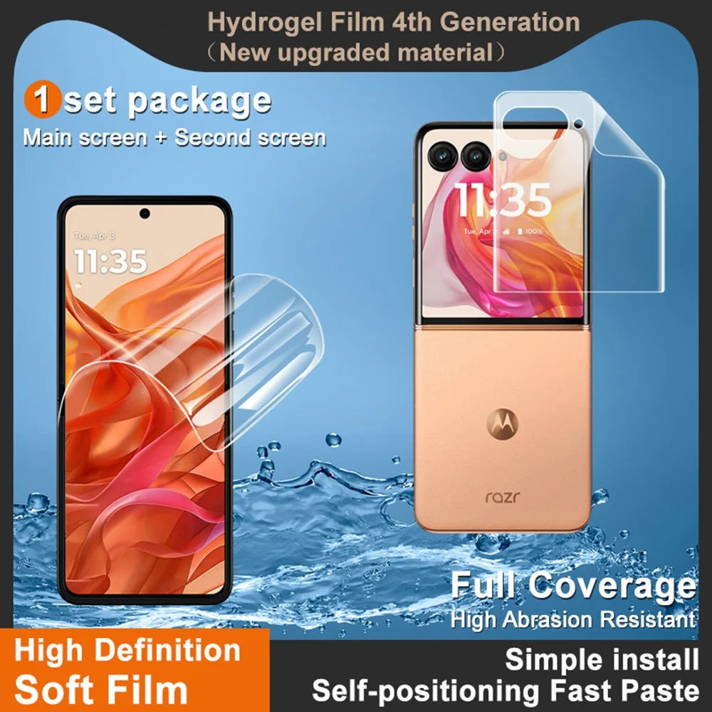 IMAK Hydrogel Film 4th Gen for Motorola Razr 70+ Razr+ (2026) / Razr 60 Pro 5G Razr+ (2025) / Razr 50 Ultra 5G (Razr+ 2024) 1 Set TPU Screen Film (Front Screen+Rear Screen) - 3