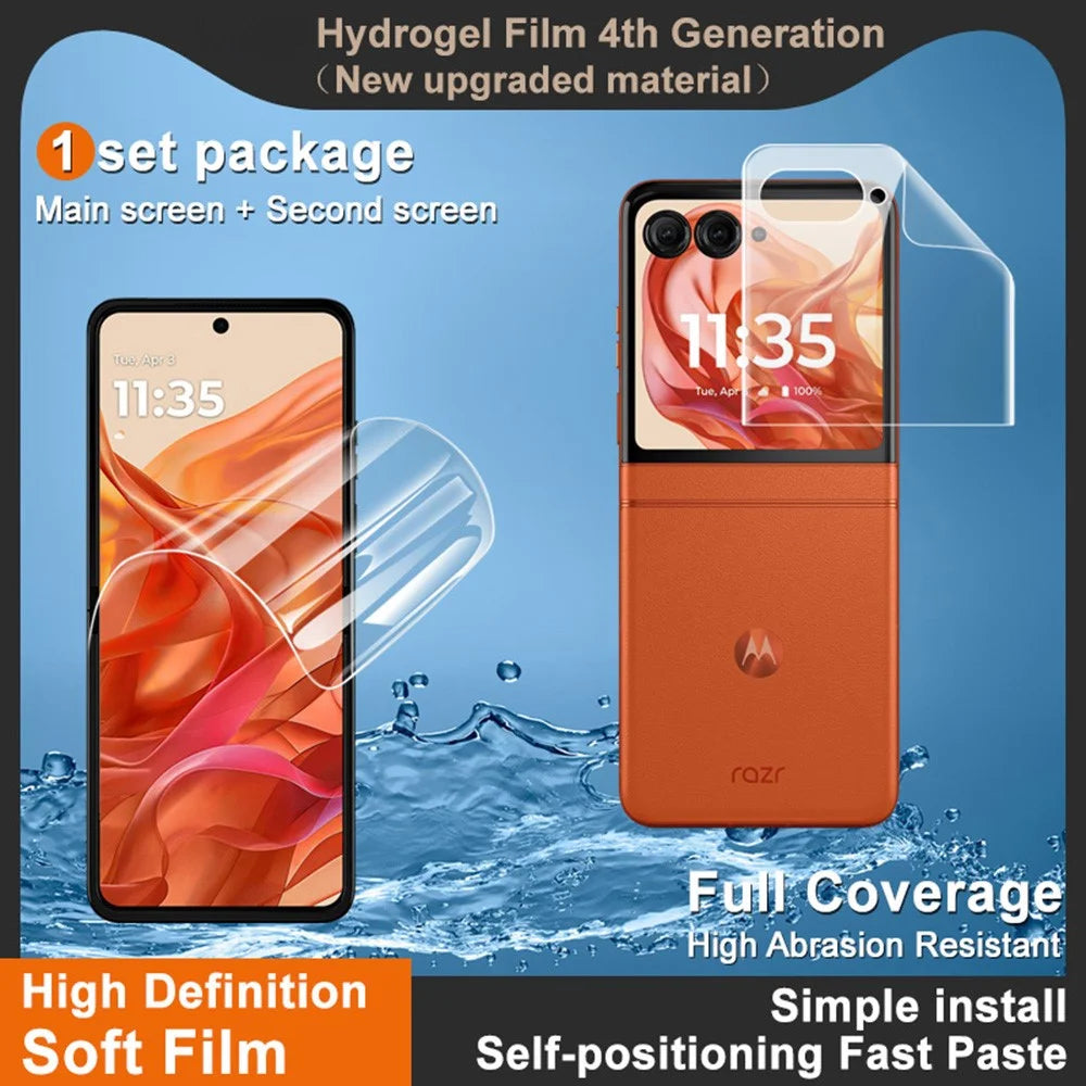 IMAK Hydrogel Film 4th Gen for Motorola Razr 70 (Razr 2026) / Razr 60 (Razr 2025) / Razr 50 5G (Razr 2024) 1 Set TPU Screen Film (Front Screen+Rear Screen) - 3
