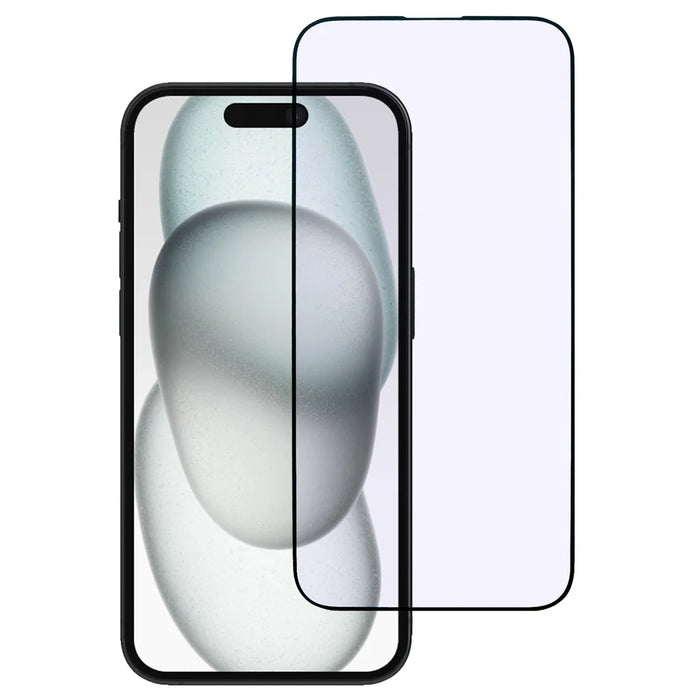 For iPhone 16 Pro Max Tempered Glass Film Purple Light Black Edge Silk Printing Full Glue Screen Protector - 1