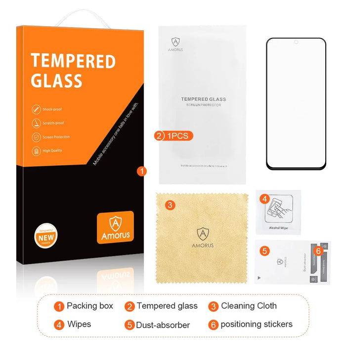 AMORUS For Honor 90 Lite 5G Screen Protector Anti-Shatter Tempered Glass Film - Black - 7
