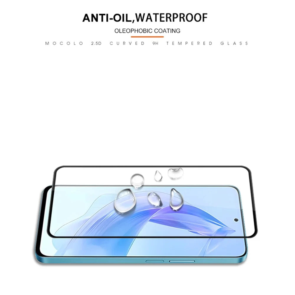 MOCOLO For Honor 90 Lite 5G Screen Protector Anti-Shatter Silk Printing Tempered Glass Film - Black - 5