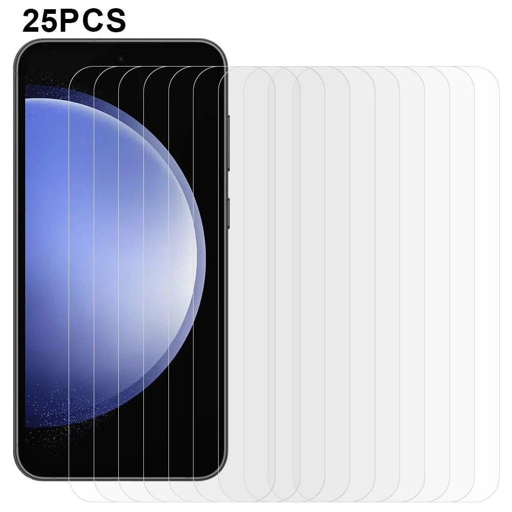 25Pcs for Samsung Galaxy S24 FE Tempered Glass Screen Protector High Definition (No Package, with Wipes Set, Dust-absorber, Guide Sticker) - 1
