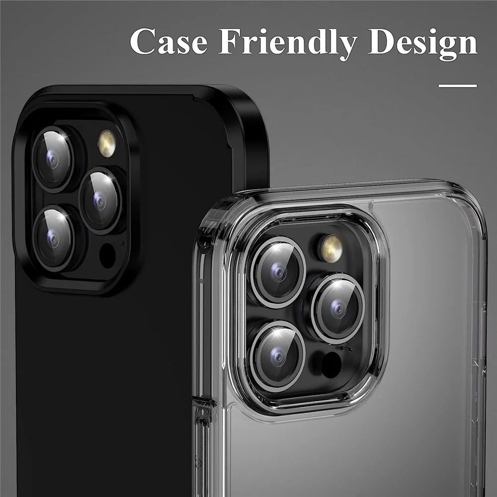 1Set For iPhone 16 Pro / 16 Pro Max Camera Lens Film Tempered Glass CD Vein Metal Ring Rear Lens Protector - Black - 2
