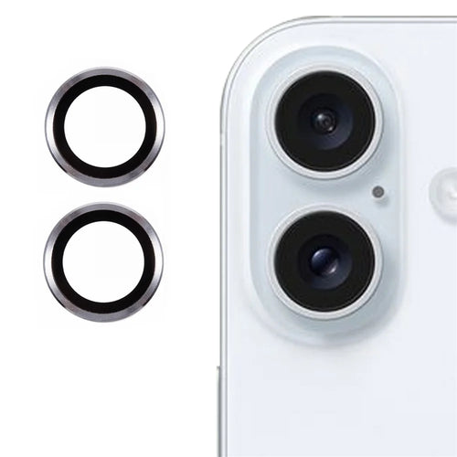2Pcs / Set For iPhone 16 Plus / 16 Camera Lens Protector Scratch-Resistant Corning Gorilla Glass Lens Film - Silver - 1