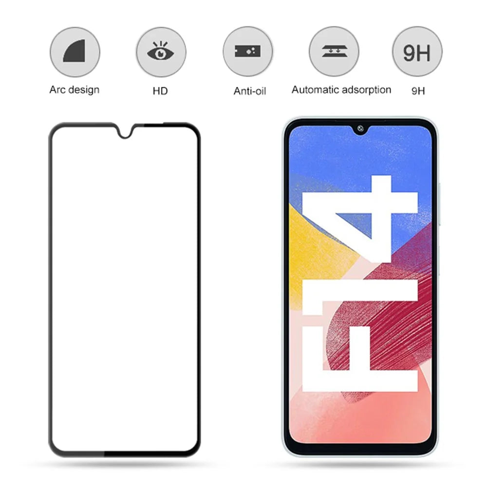 MOCOLO For Samsung Galaxy F14 4G Screen Protector Anti-Shatter Silk Printing Tempered Glass Film - Black - 2
