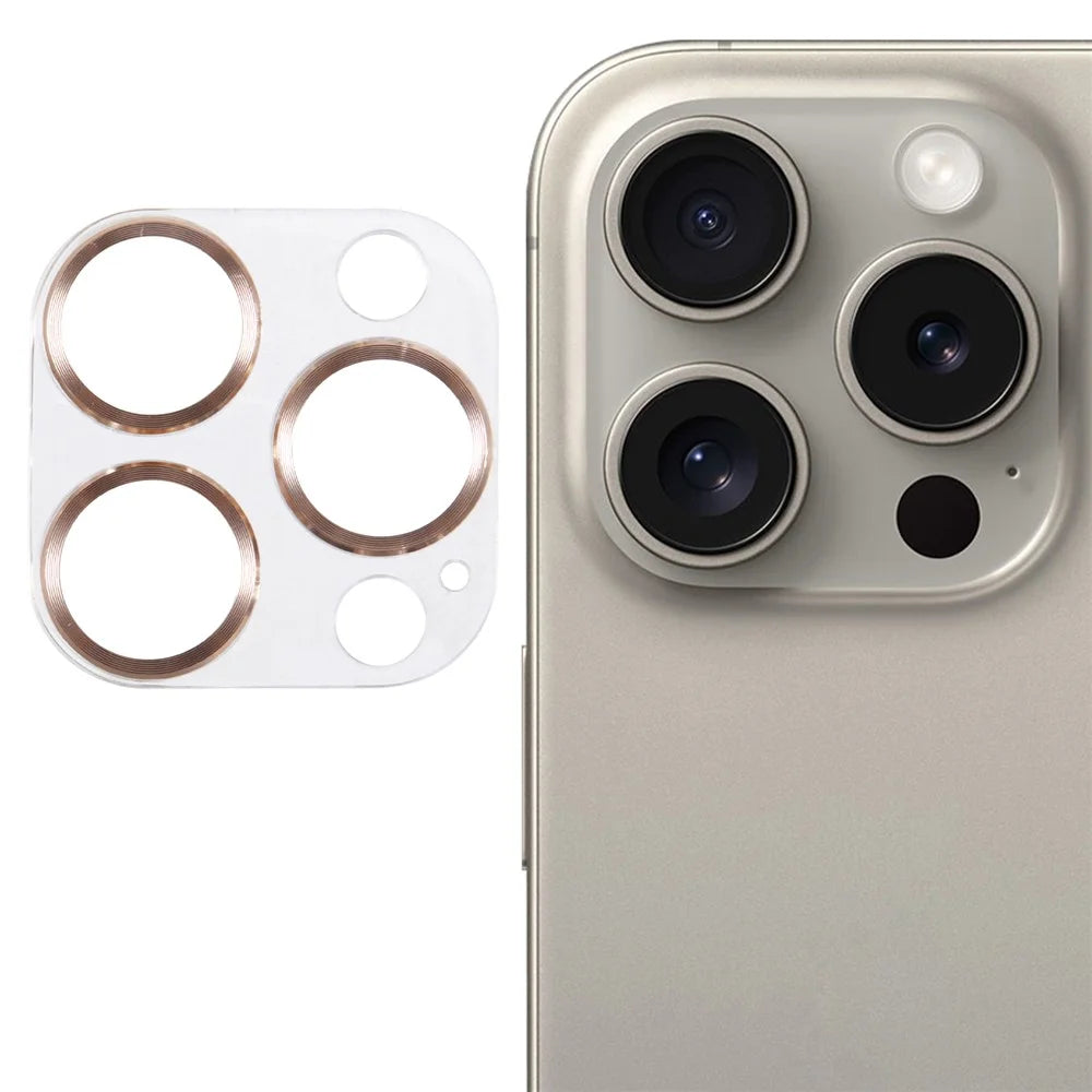 For iPhone 16 Pro / 16 Pro Max Camera Lens Protector CD Veins Integrated Tempered Glass Lens Film - Gold - 1