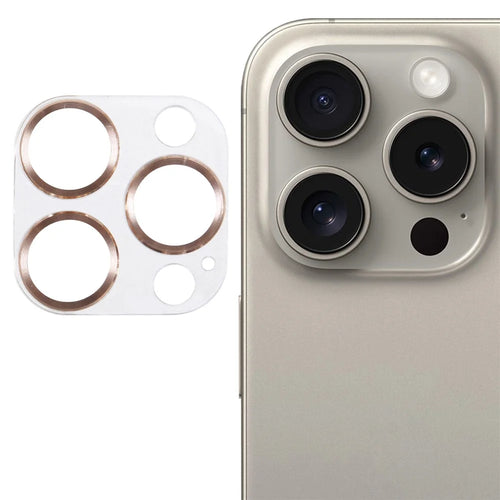 For iPhone 16 Pro / 16 Pro Max Camera Lens Protector CD Veins Integrated Tempered Glass Lens Film - Gold - 1